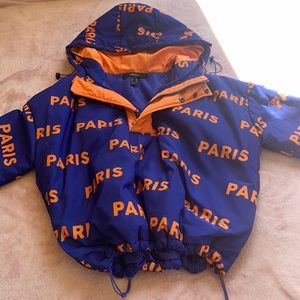 Orange and Blue cropped puffer